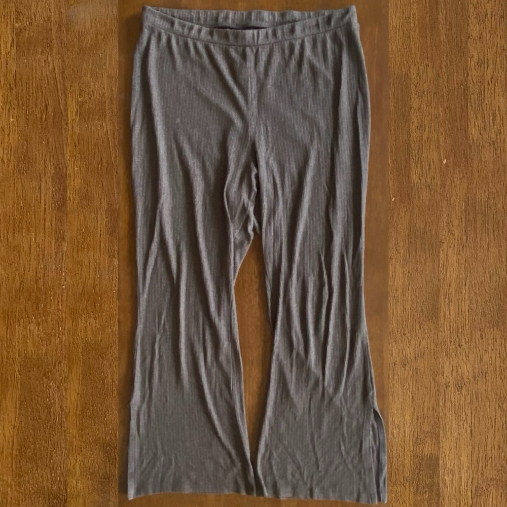 High-Waisted Rib-Knit Split Flare Lounge Pants